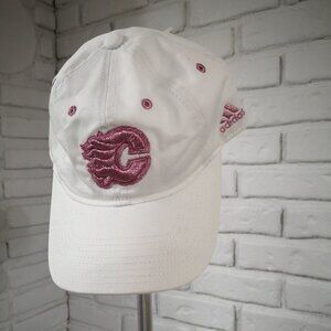 Adidas Authentic NHL Women's Collection Calgary Flames White & Pink Baseball Hat